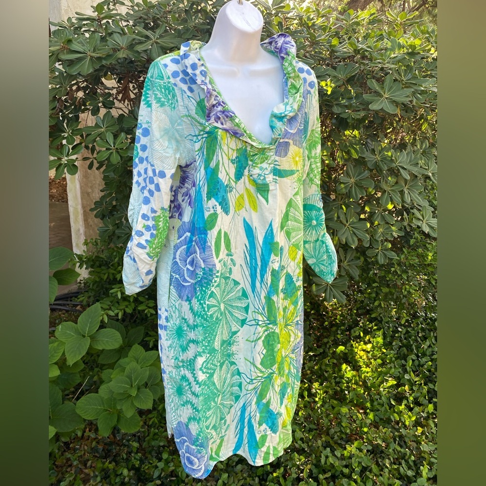Atelier5 Floral Green and Blue cotton dress Size S